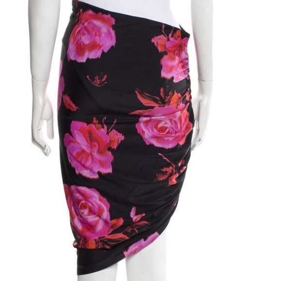 The Andamane Floral Black and Pink knee length Skirt - Picture 1 of 10